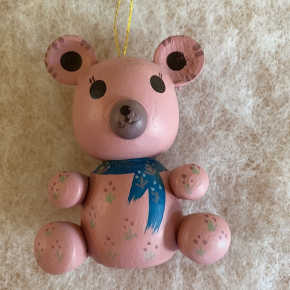 Vintage Wooden Ornaments by Schmid Folk Art Bear & Sheep Christmas Tree Decor - Picture 4 of 8